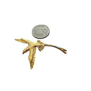 Vintage Gold-Toned Pewter Bird Brooch Pin